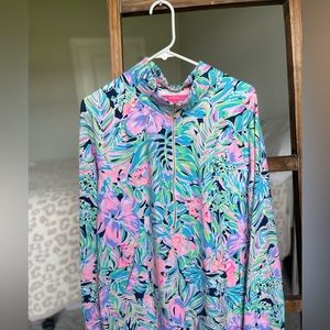 Lilly Pulitzer UPF 50+ SKIPPER POPOVER Multi Bermudaful, Size XL